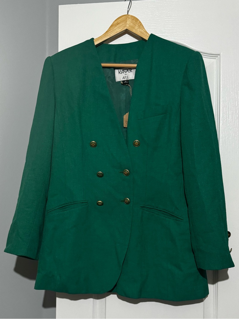 Kasper Vintage Women's Green Double-Breasted Blazer
